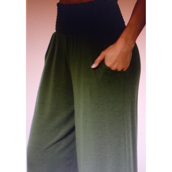 TheMogan High Rise Smocked Elastic Waistband Pull Up Wide Leg Lounge Pants Sz 3X - Picture 5 of 11